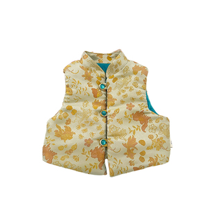 男童冬款新中式马甲套装男宝宝洋气加厚保暖背心婴儿外出百搭裤子