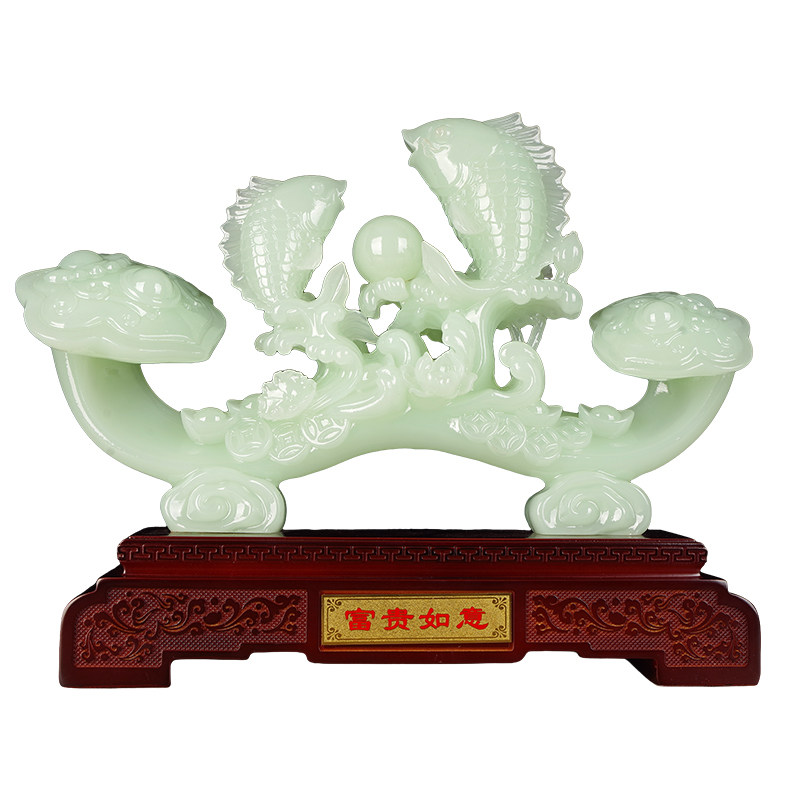 玉石龙纹招财如意摆件