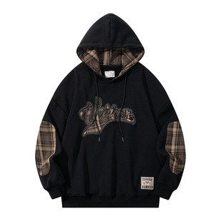 维动格调运动卫衣男秋季新款美式篮球训练休闲宽松连帽上衣套头衫