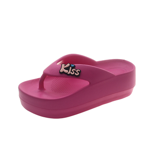 小个子人字拖女外穿高跟夹脚拖鞋夏天松糕跟增高海边沙滩凉拖鞋软