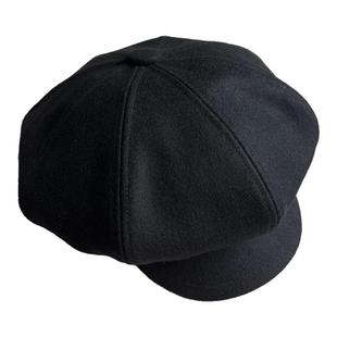 帽顶做大~男女款黑色羊毛八角帽百搭休闲复古云朵帽大版型报童帽