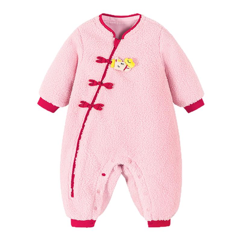 【新年季】迷你巴拉婴儿衣服男女宝宝马年毛绒保暖新中式连体衣