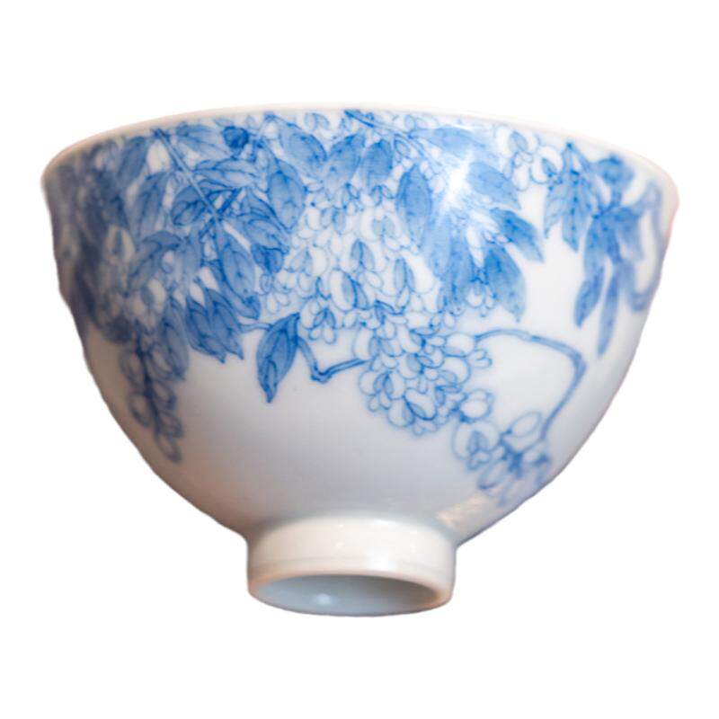 小雅瓷器家丨青樵轩 景德镇手绘淡描青花瓷 紫气东来主人杯