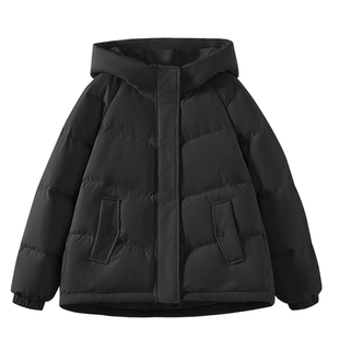 班尼路S&K系列短款羽绒服女冬季外套2025新款连帽面包服保暖上衣M