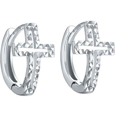 六桂福珠宝铂金车花耳饰