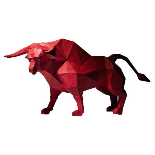 牛转乾坤 2021牛年开运立体纸艺手工DIY纸模摆件lowpoly 酒柜家居