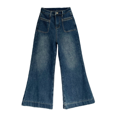 小小家小个子微喇叭加绒牛仔裤