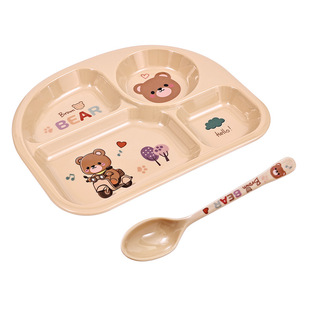 希尔套装小熊宝宝餐盘儿童餐具分格餐碟辅食碗小朋友耐摔吃饭碗
