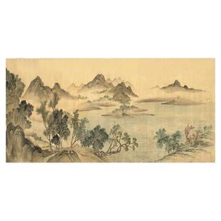 恽寿平 湖山春暖图新中式艺术装饰画客厅书房山水风景 替换画布