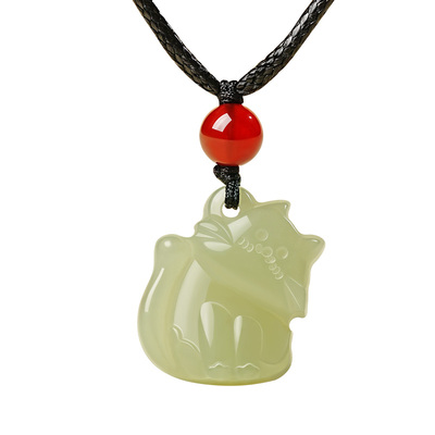 宫里上新如意福猫和田玉项链
