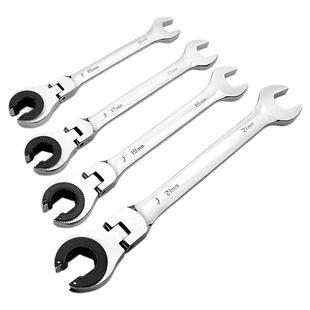 开口棘轮扳手油管扳手双向开口梅花两用狭窄空间快速豁口齿轮扳手