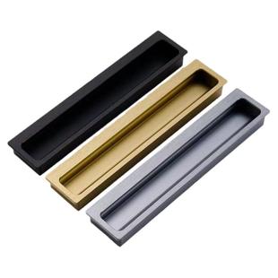 嵌入式开槽隐形暗装内嵌拉手橱柜黑色铝合金把手柜门暗拉手扣手