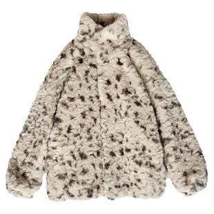 秋冬獭兔毛环保皮草立领毛毛外套女2025中长款羊羔毛豹纹毛绒大衣