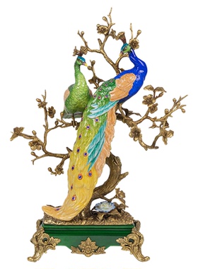 新中式孔雀摆件富贵招财高档摆件