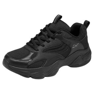 斯凯奇春季男子厚底老爹鞋百搭熊猫鞋舒适黑色休闲运动鞋