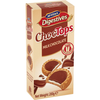 澳洲代购Mcvities麦维他ChocTops巧克力盖奶健康早餐消化饼干100g