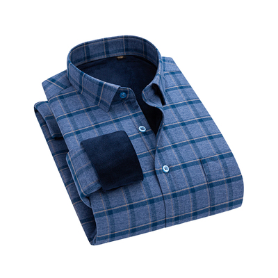 杉杉磨毛加绒保暖纯棉格纹衬衫