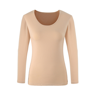 纯棉抗菌秋衣女薄款贴身打底内穿长袖上衣秋冬棉毛衫线衣保暖内衣