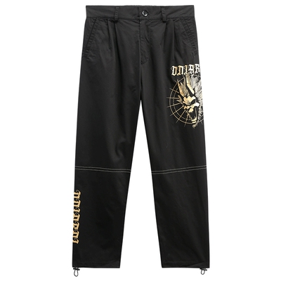 鬼洗烫金鬼头印花男士休闲长裤