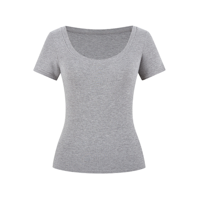 大U领正肩短袖T恤修身显瘦基础款