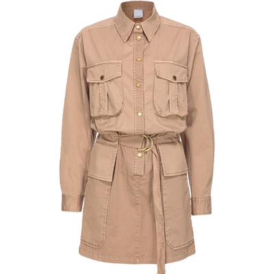 工装风收腰搭扣连衣裙