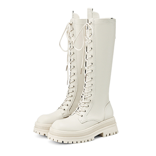 达芙妮厚底靴子女长筒春季美拉德2026新款春款棕色高筒骑士马丁靴