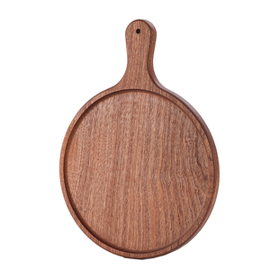 乌檀木托盘家用餐具茶水杯复古木质餐盘长方形圆形披萨盘面包板