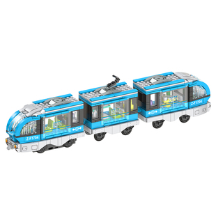 方橙积木电动轨道列车玩具儿童益智拼装城际汽车模型男孩拼图礼物