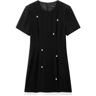 太平鸟黑珍珠夏MINGMA联名收腰连衣裙短A1FAF2184