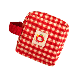 可爱红格子KT猫化妆包随身便携手提拍立得收纳包姨妈巾杂物零钱包