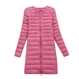 优品女羽绒服中长款内搭圆领新款轻薄白鸭绒保暖显瘦百搭无领外套