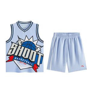 安踏儿童篮球服套装夏2025款小童宝宝篮球训练服速干短袖短裤套装