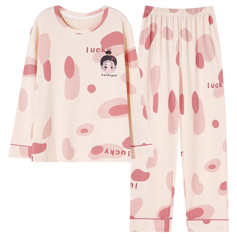 睡衣女士纯棉长袖套头家居服