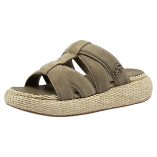 ASH女鞋2025夏季VOX真皮草编厚底休闲凉拖鞋女外穿百搭懒人一字拖