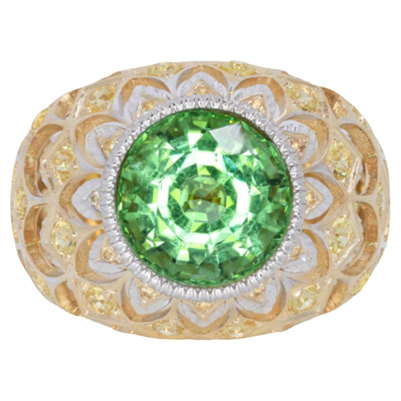 【夏木青松】碧玺戒指女款黄金绿色宝石戒指绿宝石首饰绿钻戒指F3