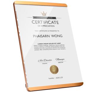 a4高档实木奖状展示专利授权书裱框水晶玻璃获奖荣誉证书相框摆台