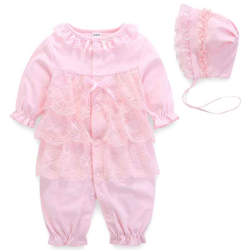春秋新生婴儿连体衣百天满月公主外出爬服萌女宝长袖衣服冬装套装