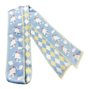繁星原创设计可爱动物印花印花丝巾领巾日系小长条绑包扎发丝带女