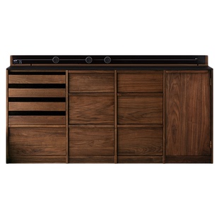 浮生记/北美胡桃木餐边柜实木柜子置物柜家用客厅小边柜岩板中古