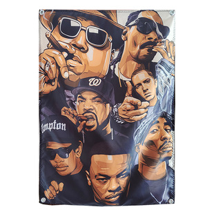 嘻哈大佬人物饶舌说唱rap挂布背景布livehouse音乐节街舞墙饰挂旗