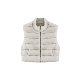 安妮不火 自带贵气轻盈显瘦皮草马甲外套女微胖大码保暖毛绒背心