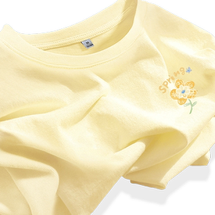 JR真维斯黄色独特别致上衣2026新款爆款春季纯棉短袖t恤宽松上装