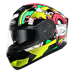 野马3C认证摩托车头盔灰男女全覆式四季个性炫酷机车跑盔越野全盔