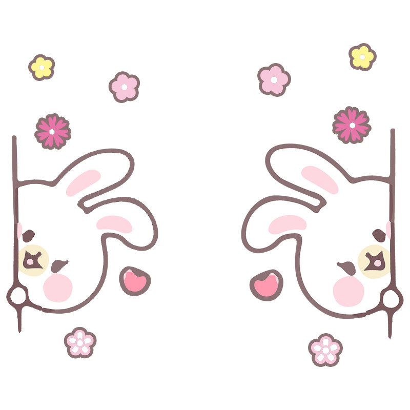 可爱清新花花兔子玻璃门装饰贴画