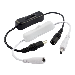 12V电源DC开关线DC5.5公母头连接线 带304开关DC接头键控制开关线