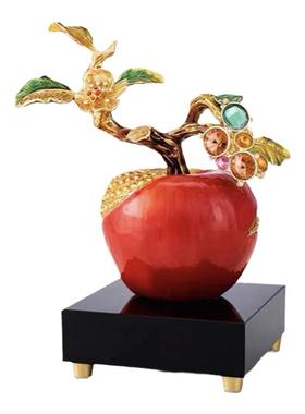 珐琅彩苹果摆件平安喜乐乔迁礼物