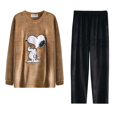 贝妍男冬季史努比保暖海岛绒睡衣