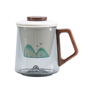 新款玻璃泡茶杯子陶瓷茶水分离办公室喝茶个人高档精致泡茶高硼硅