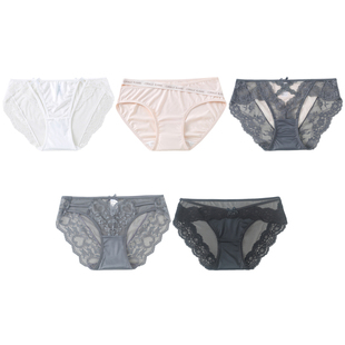 5条99元 性感蕾丝冰丝莫代尔棉质网纱抑菌棉裆女士内裤三角底裤女