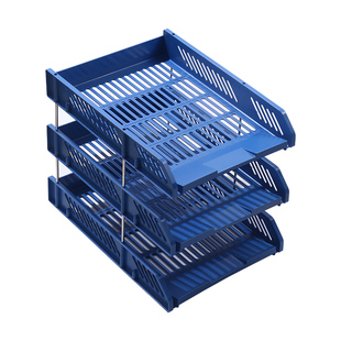 得力文件座文件盘三层塑料横式文件框档案整理资料收纳架置物文件筐多层黑色文件架文件夹收纳盒办公用品大全